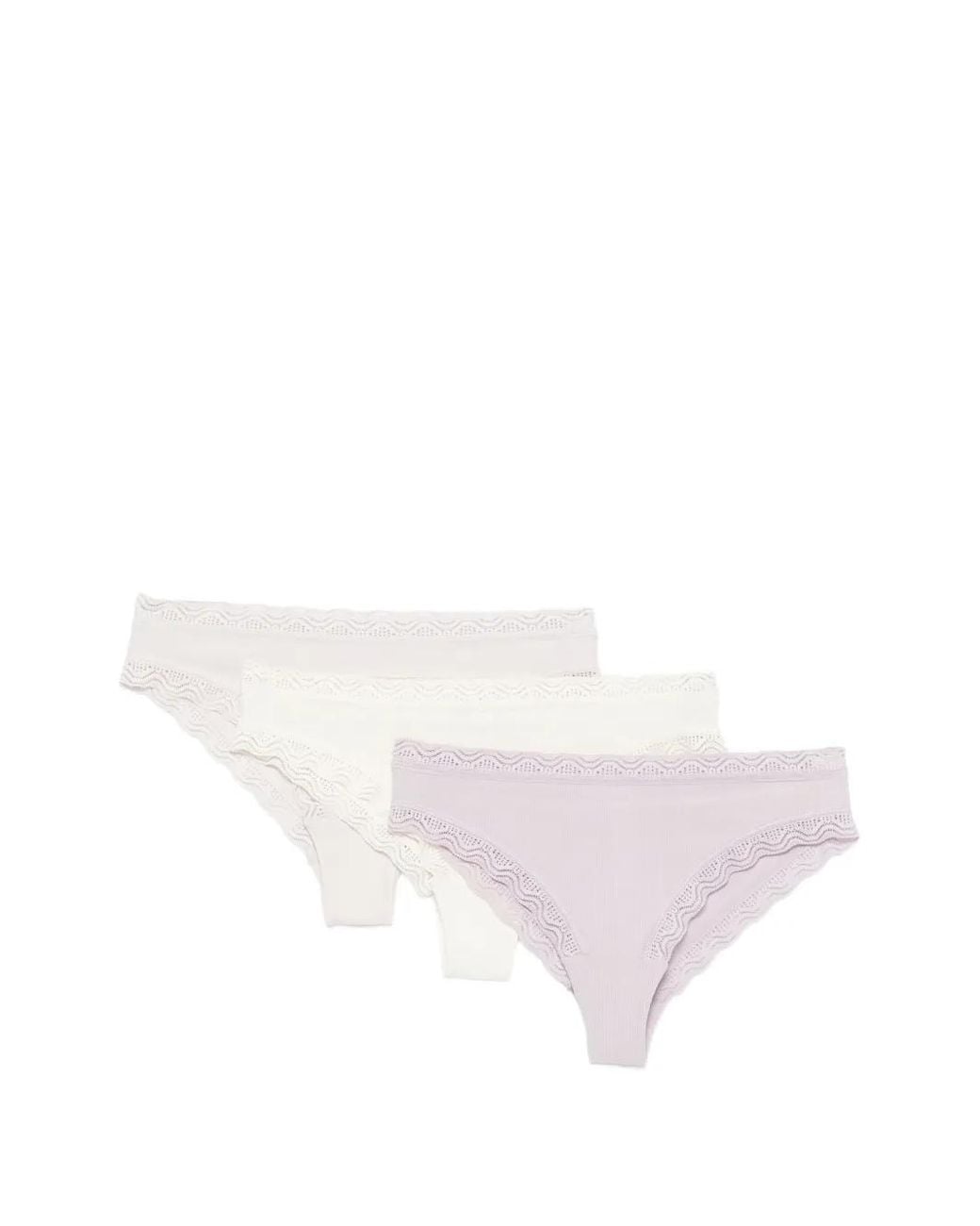 Marc O' Polo Pink Lace-Trim Ribbed Briefs (Set Of Three)