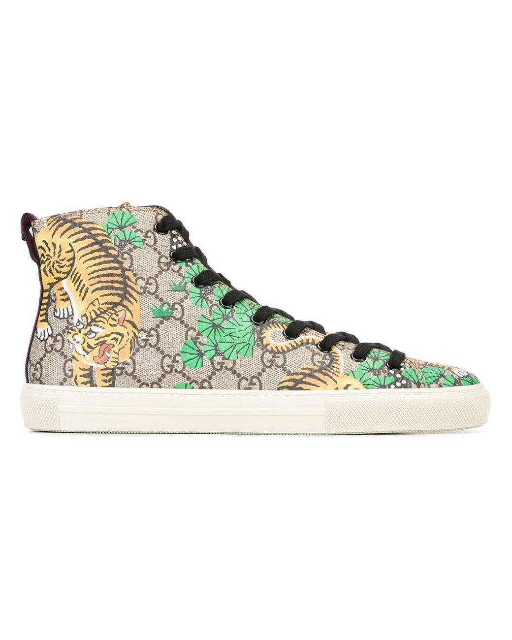 Gucci 'bengal Tiger Gg Supreme' Hi-top Sneakers in Green | Lyst