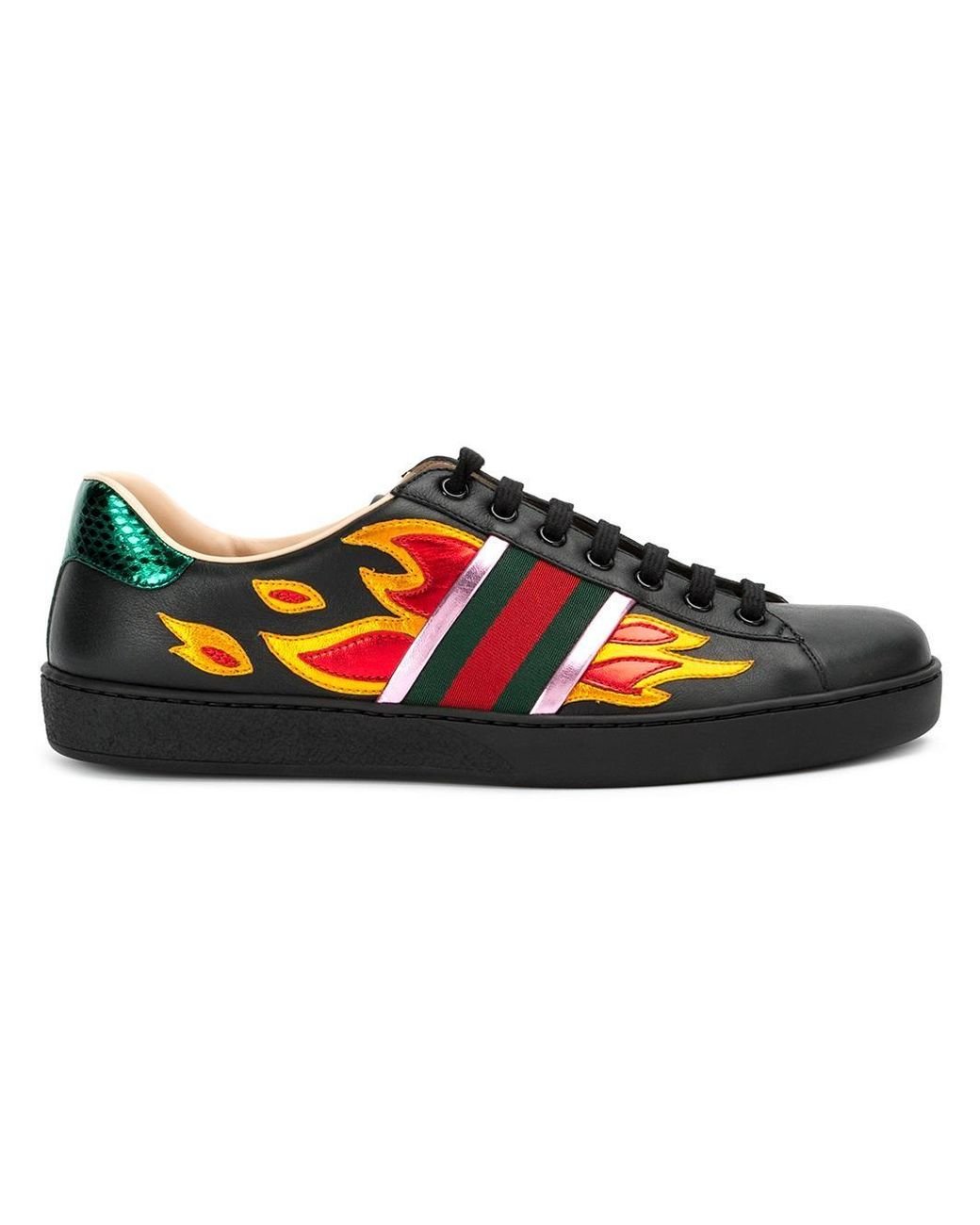 Gucci Ace Flame Sneakers in Black for Men | Lyst