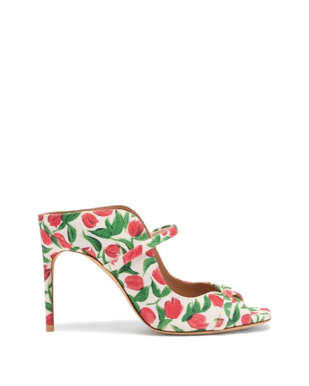 Malone Souliers White Tulip Print Sandals