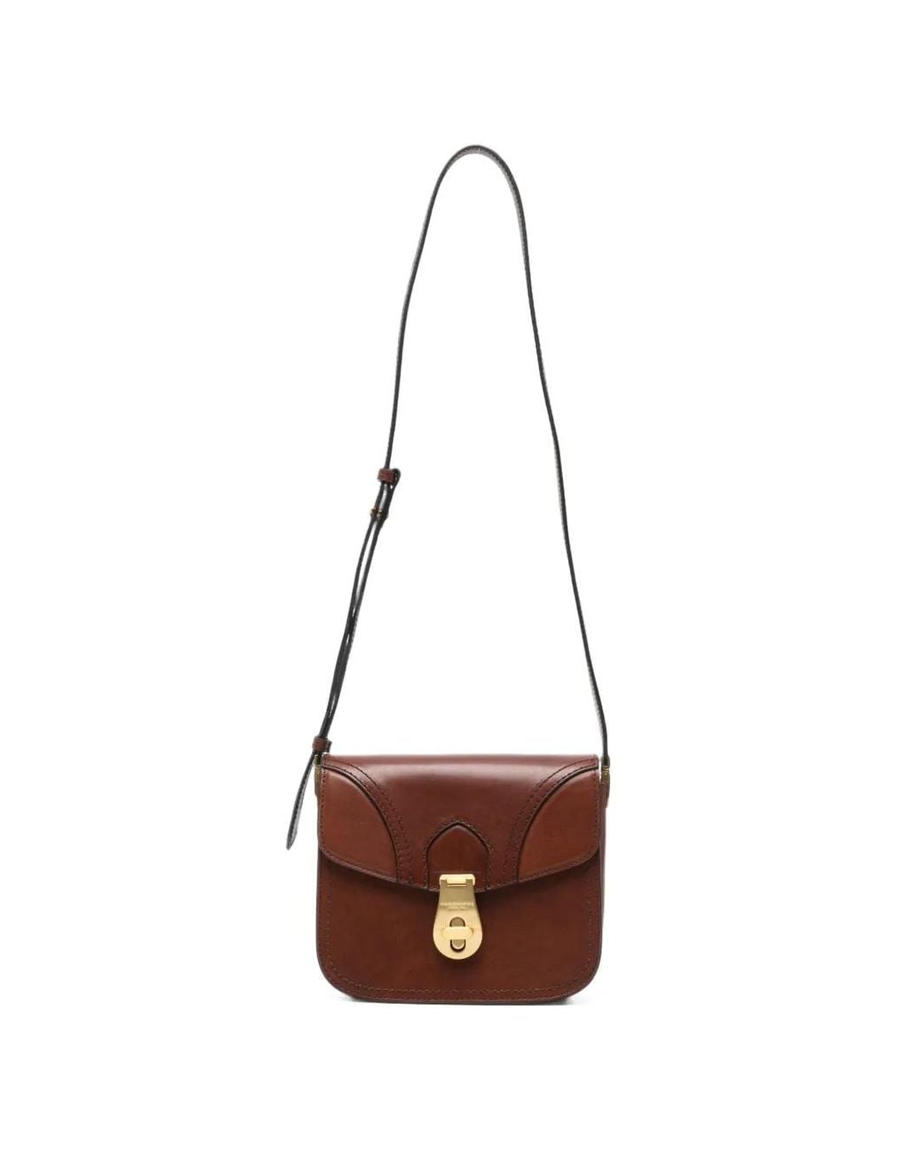The Bridge Brown Mia Twist-Lock Leather Shoulder Bag