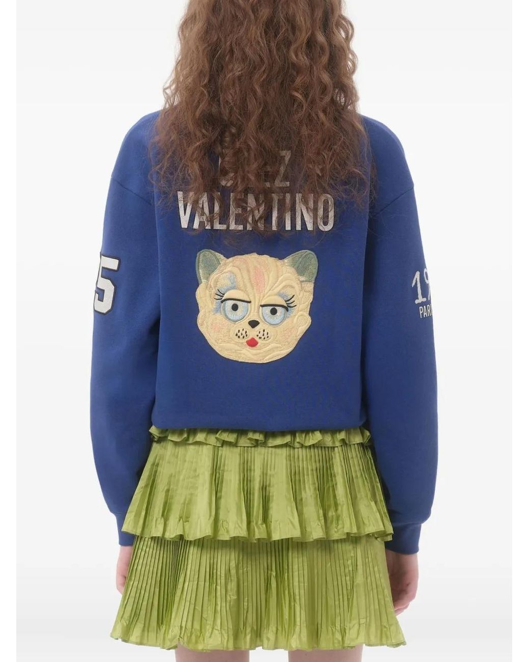 Valentino Garavani Blue Embroidered Cotton Sweatshirt