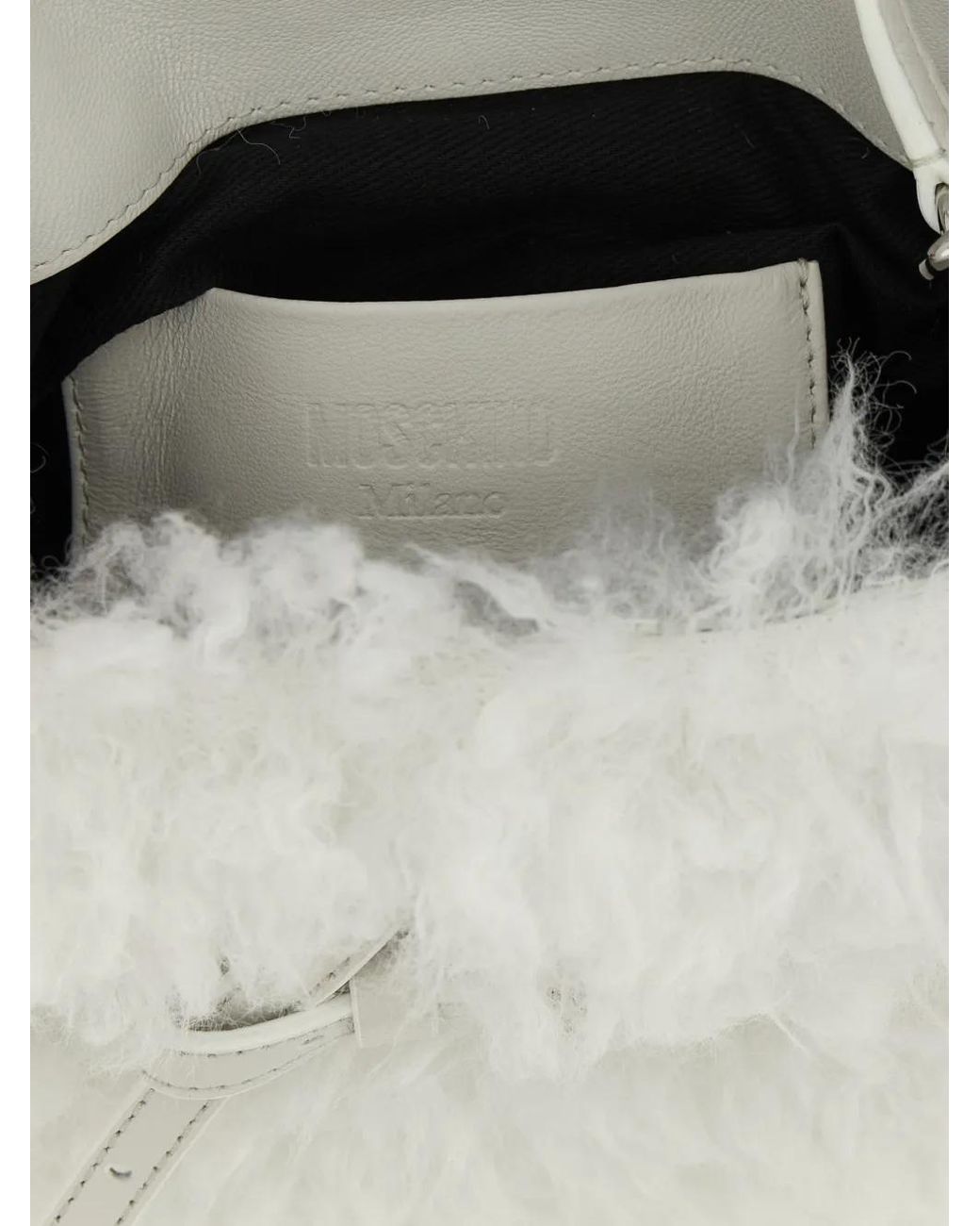 Moschino White Small Tie Me Shearling Tote Bag