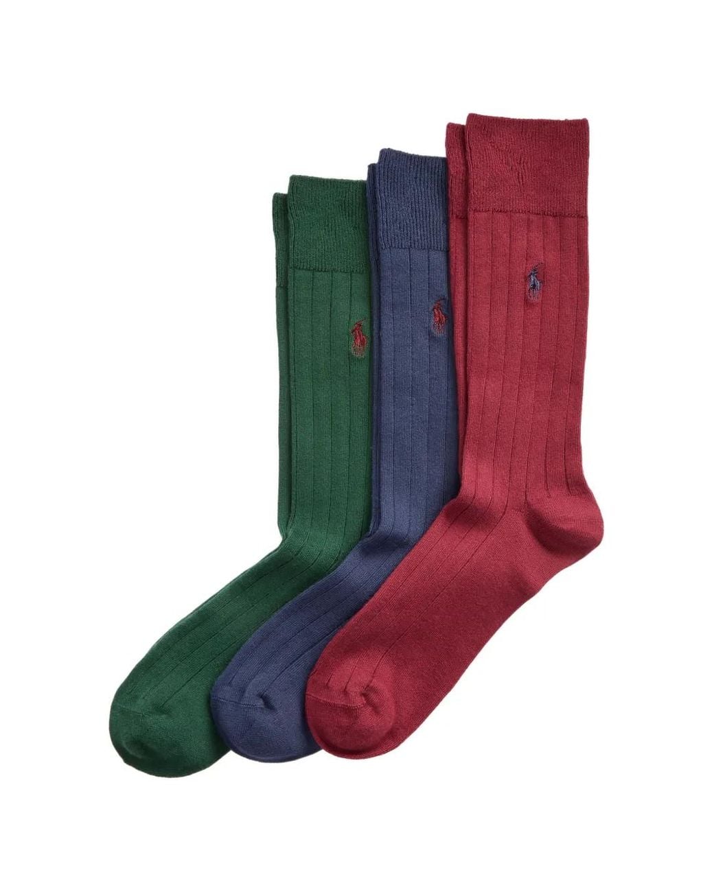 Polo Ralph Lauren Red Pony-Motif Ribbed-Knit Socks (Set Of Three) for men