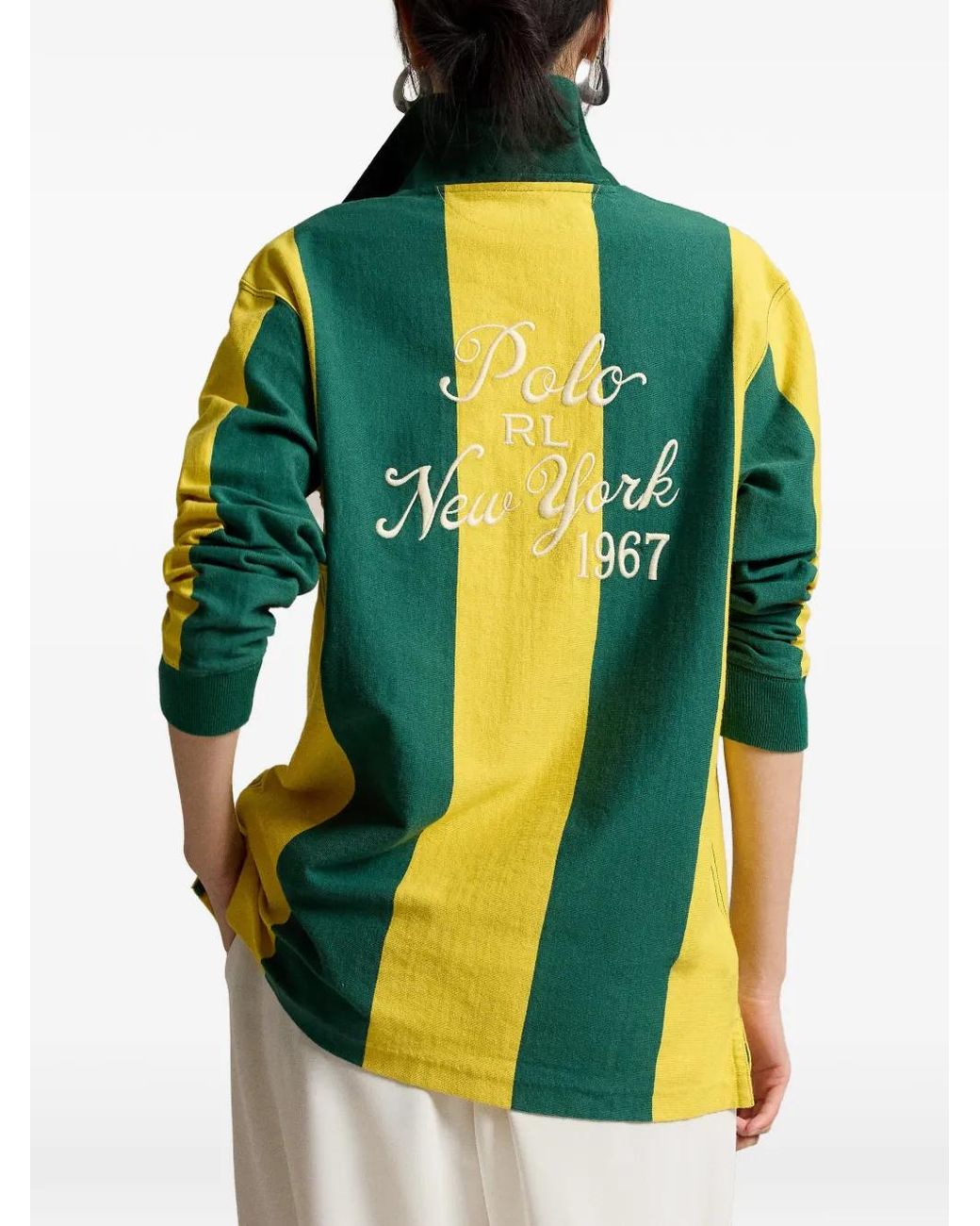 Polo Ralph Lauren Yellow Striped V-Neck Polo Top