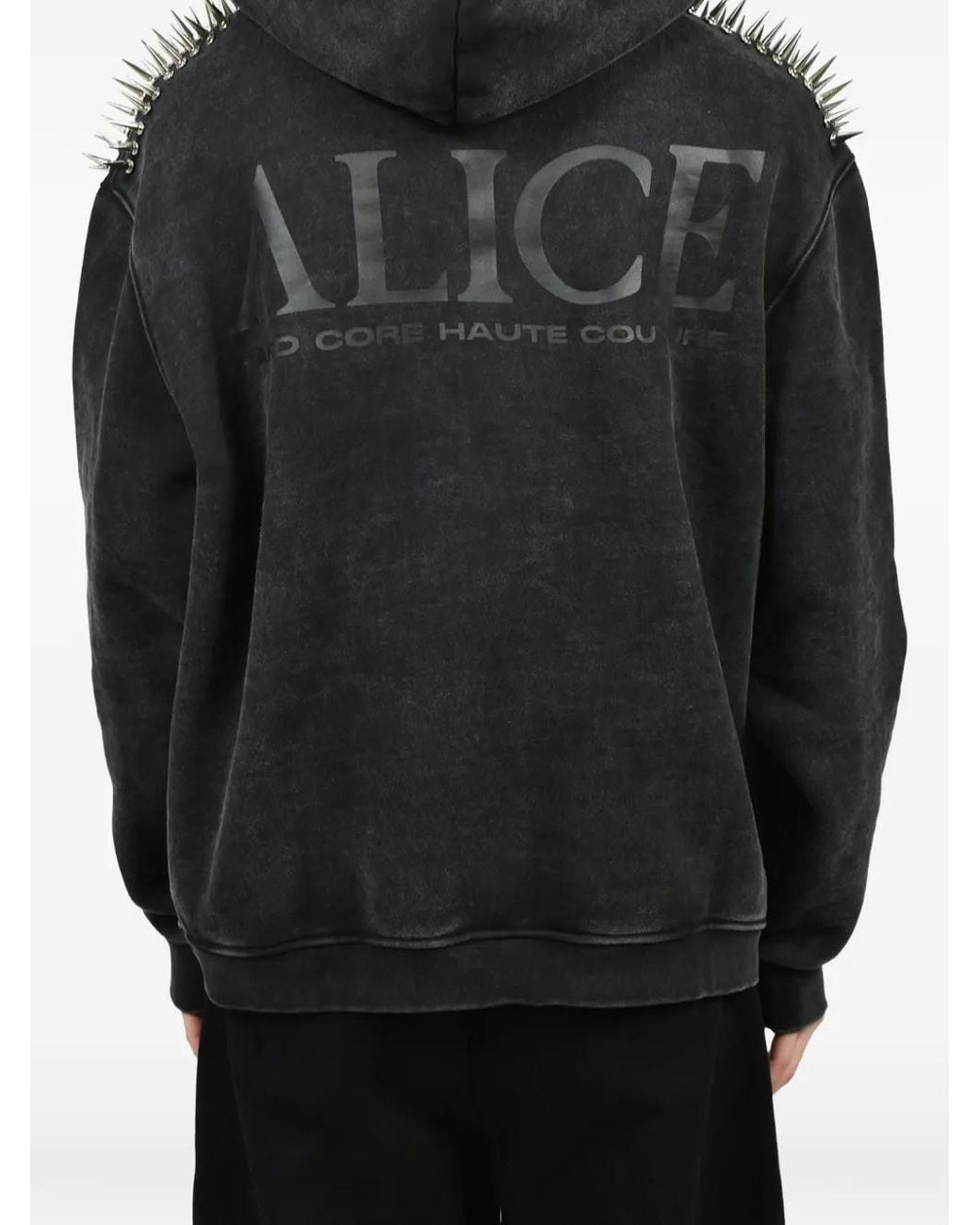 ALICE HOLLYWOOD Black Deegan Stud-Embellished Hoodie for men