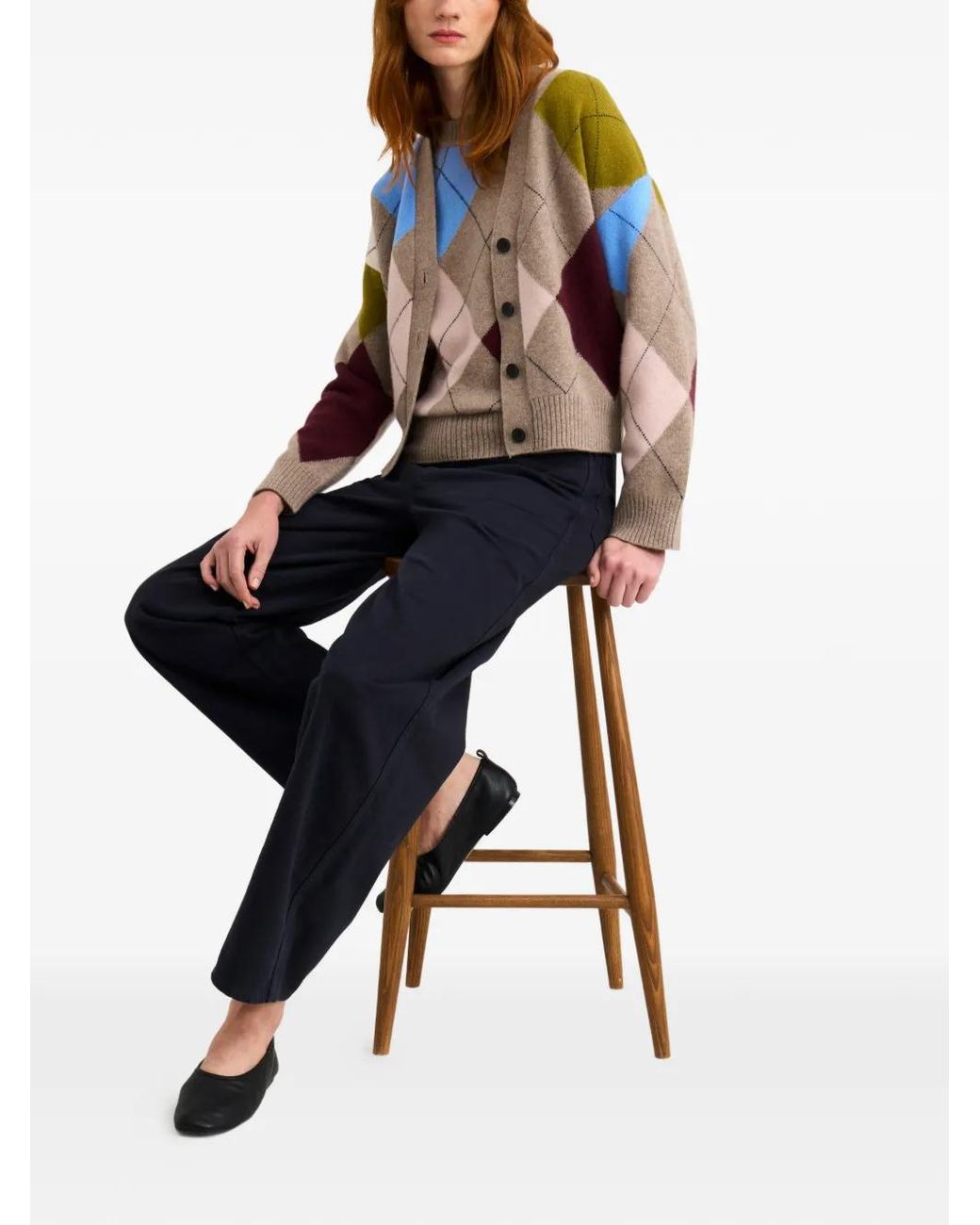 Pringle of Scotland Natural Argyle-Pattern Lambswool Cardigan