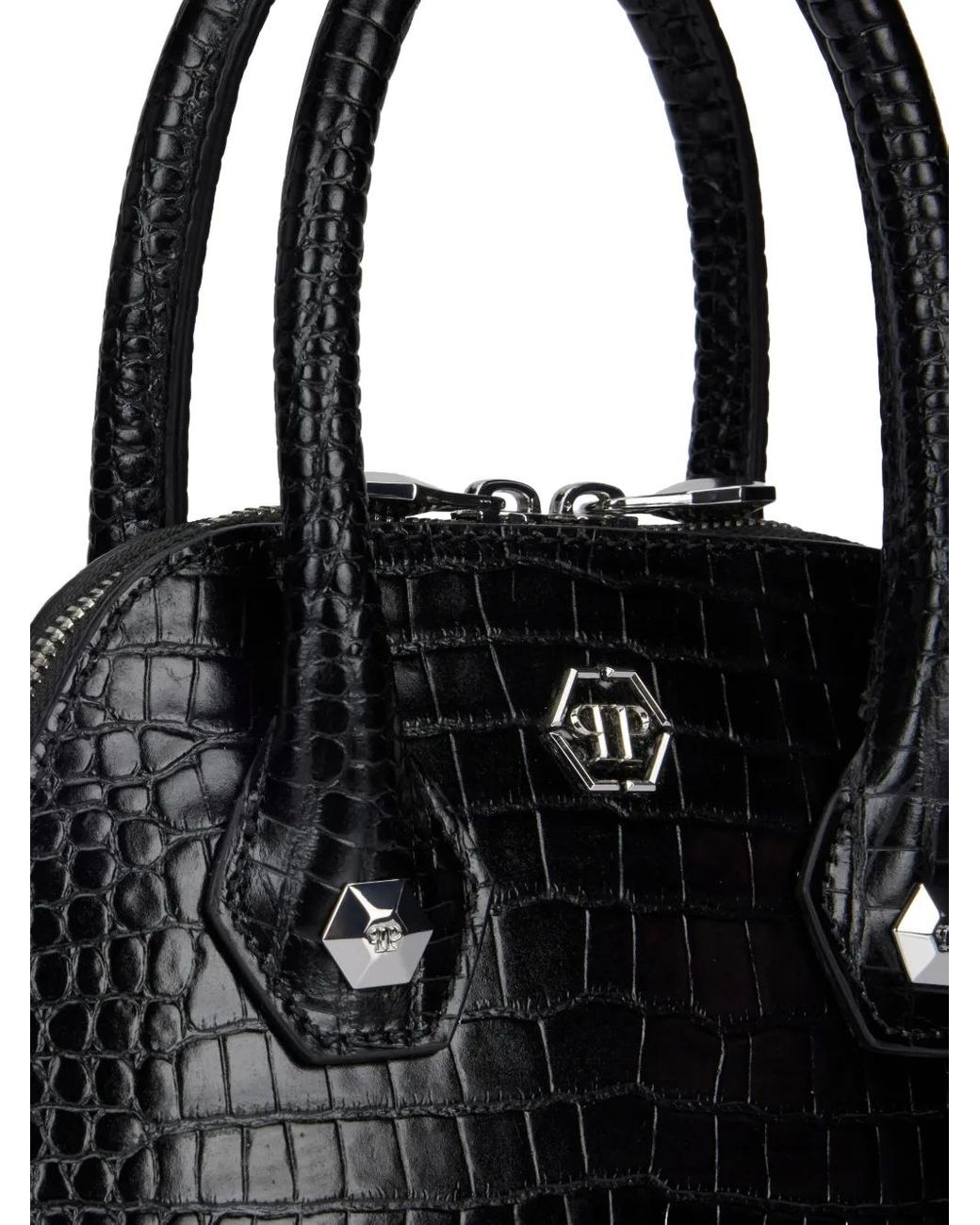 Philipp Plein Black Majestic Handbag Cocco Small