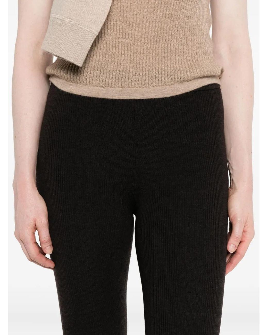 P.A.R.O.S.H. Black Ribbed Wool Leggings