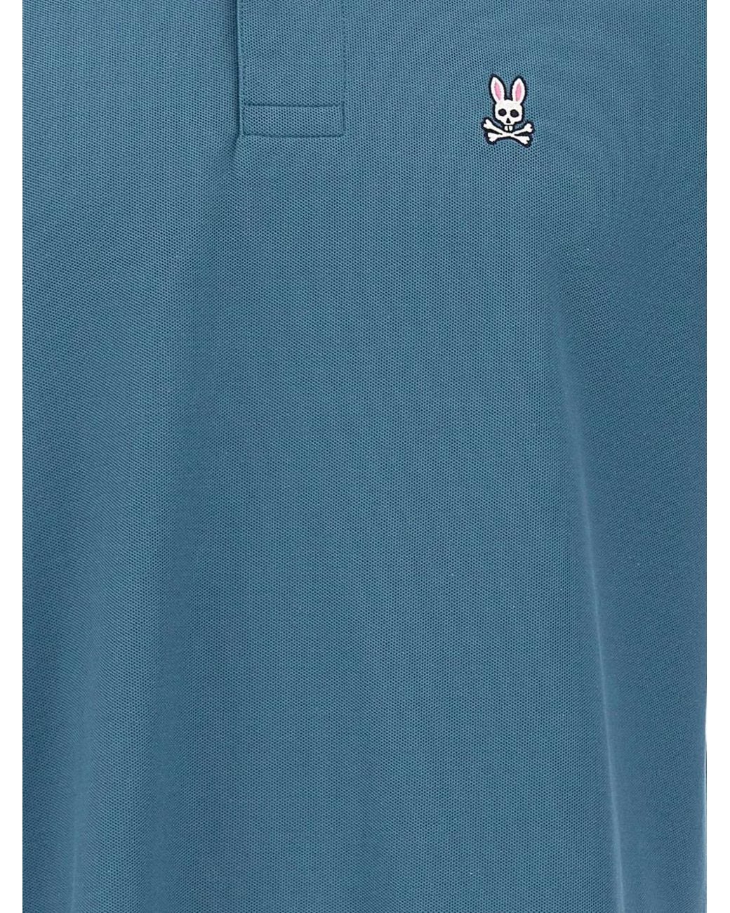 Psycho Bunny Blue Classic Logo-Embroidered Polo Shirt for men