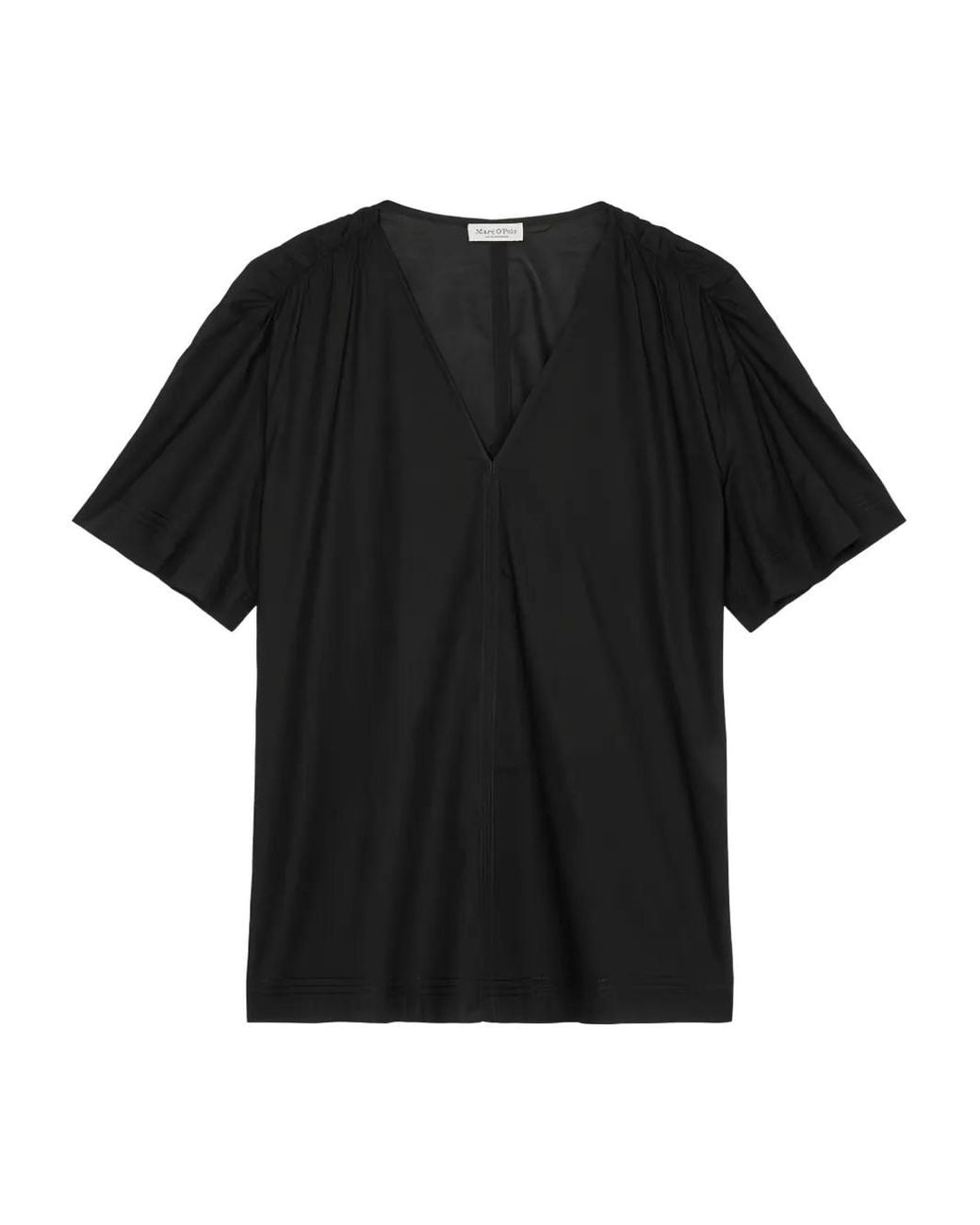 Marc O' Polo Black Gathered-Detail V-Neck Top