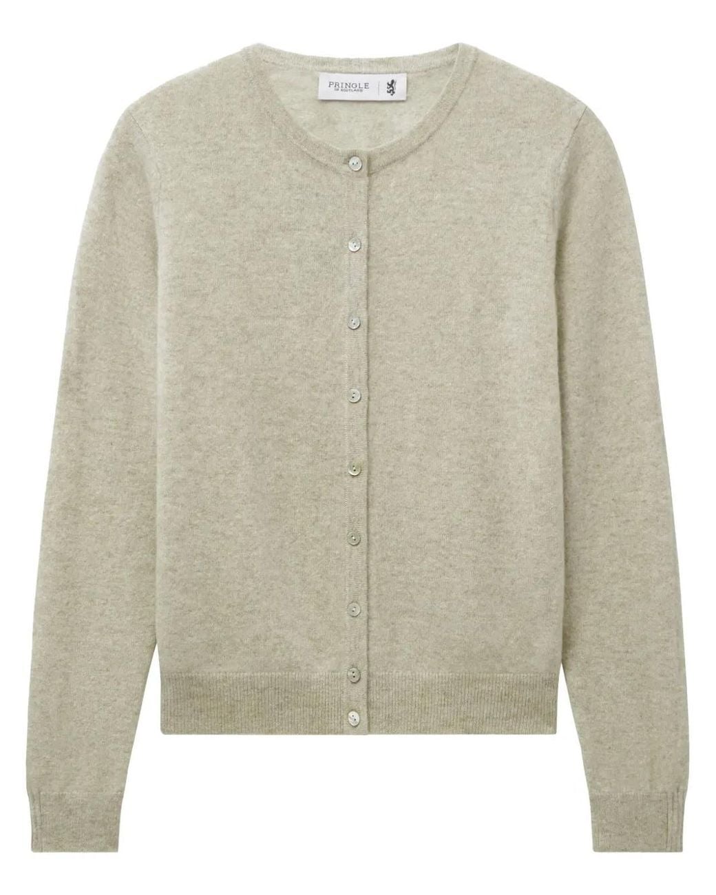 Pringle of Scotland Natural Round-Neck Cashmere Cardigan
