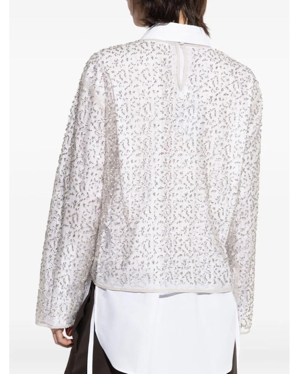 Samsøe & Samsøe White Samally Beaded-Detail Top