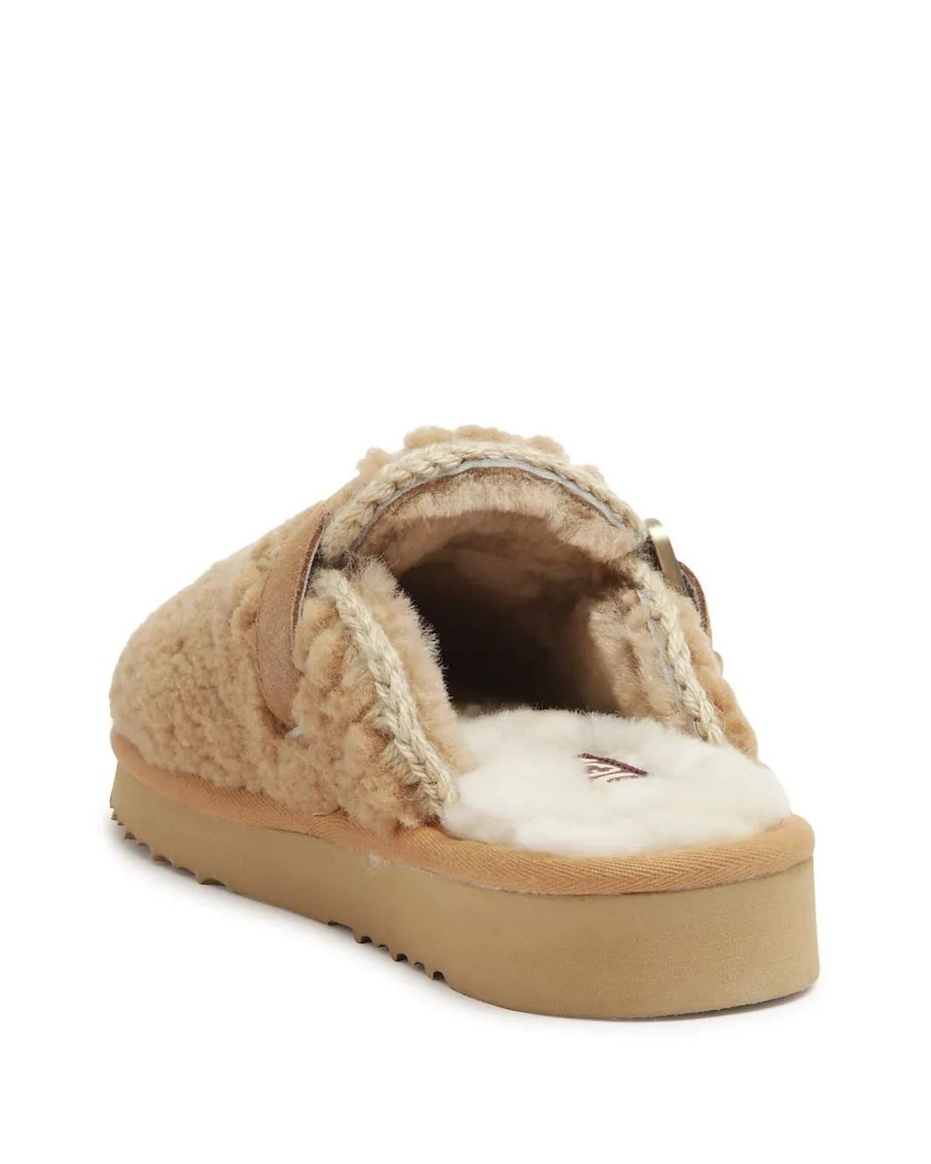 Mou Brown Shearling Leather-Trim Slip-On Slippers