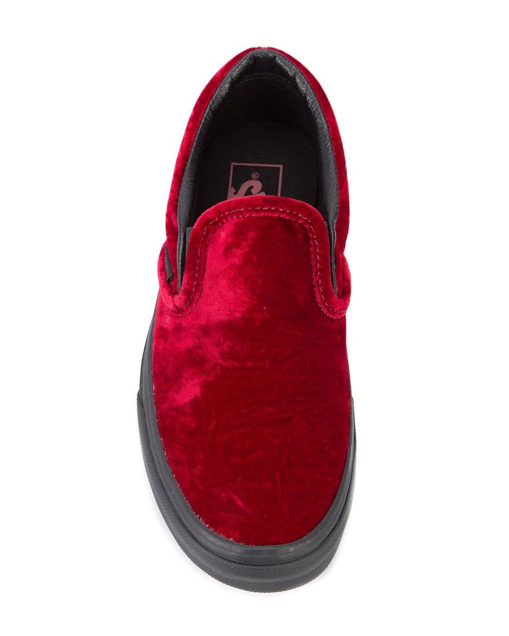 Vans Velvet Slip-on Sneakers in Red for Men | Lyst