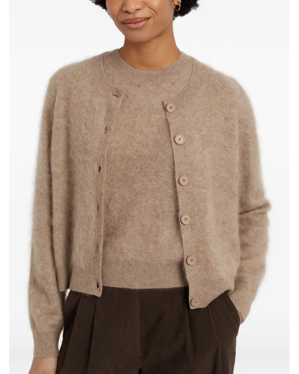 Chinti & Parker Natural Button-Front Cashmere Cardigan