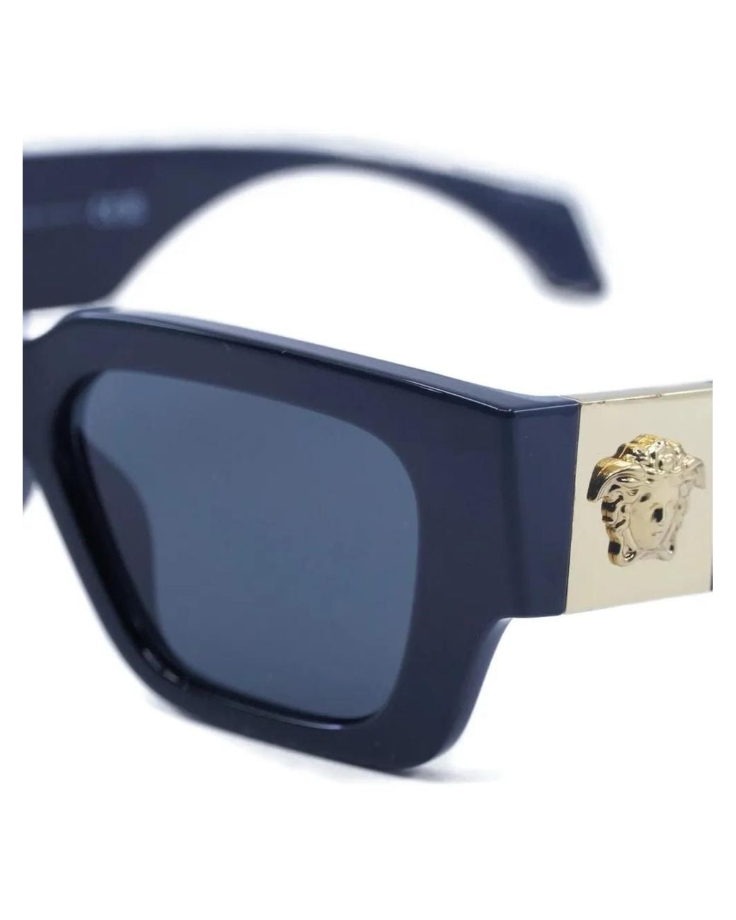 Versace Blue Medusa-Embellishment Square-Frame Sunglasses