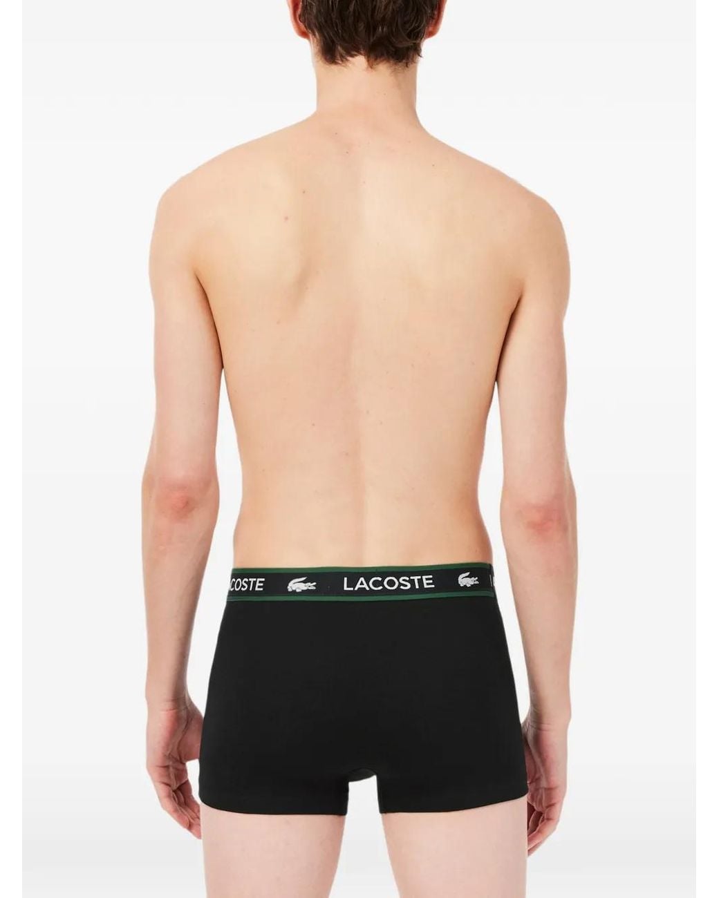 Lacoste Black 3-Pack Stretch Jersey Crocodile-Branded Trunks for men