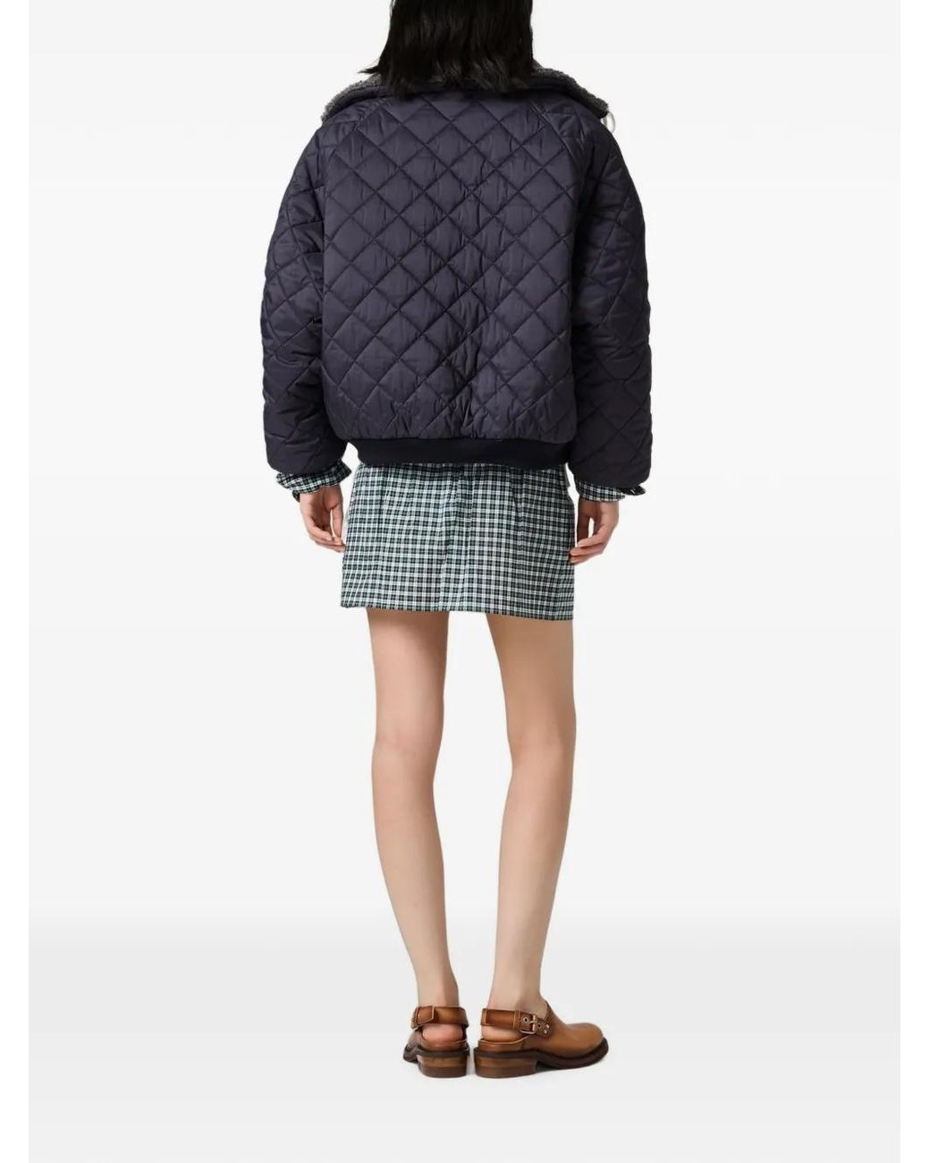 Miu Miu Blue Logo-Detail Padded Jacket
