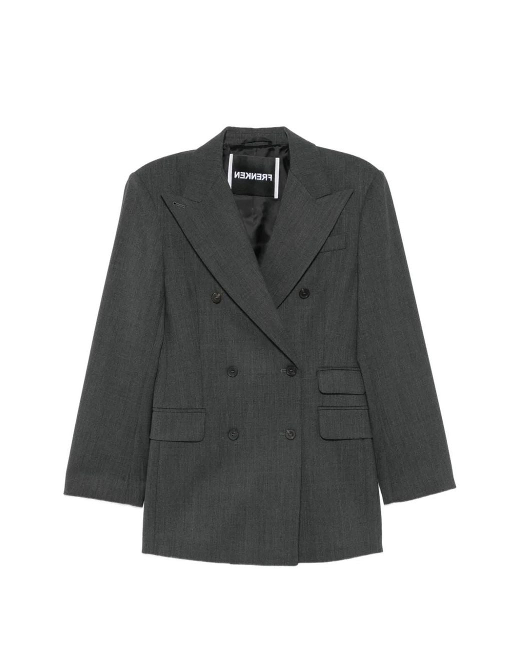 frenken Gray Double-Breasted Peak-Lapel Blazer