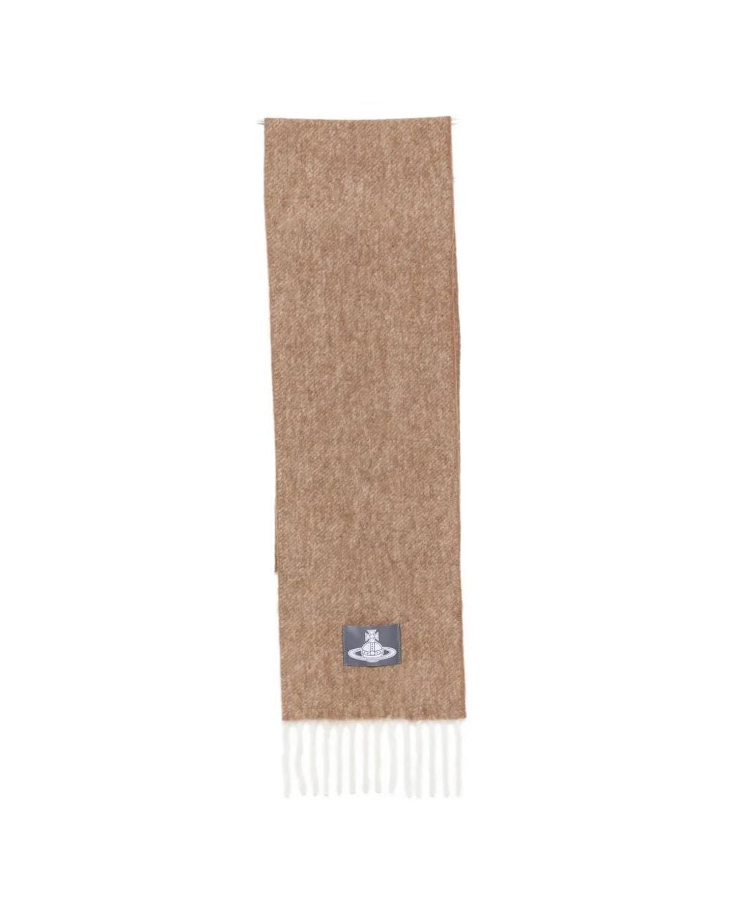 Vivienne Westwood Natural Orb-Patch Fringed Scarf