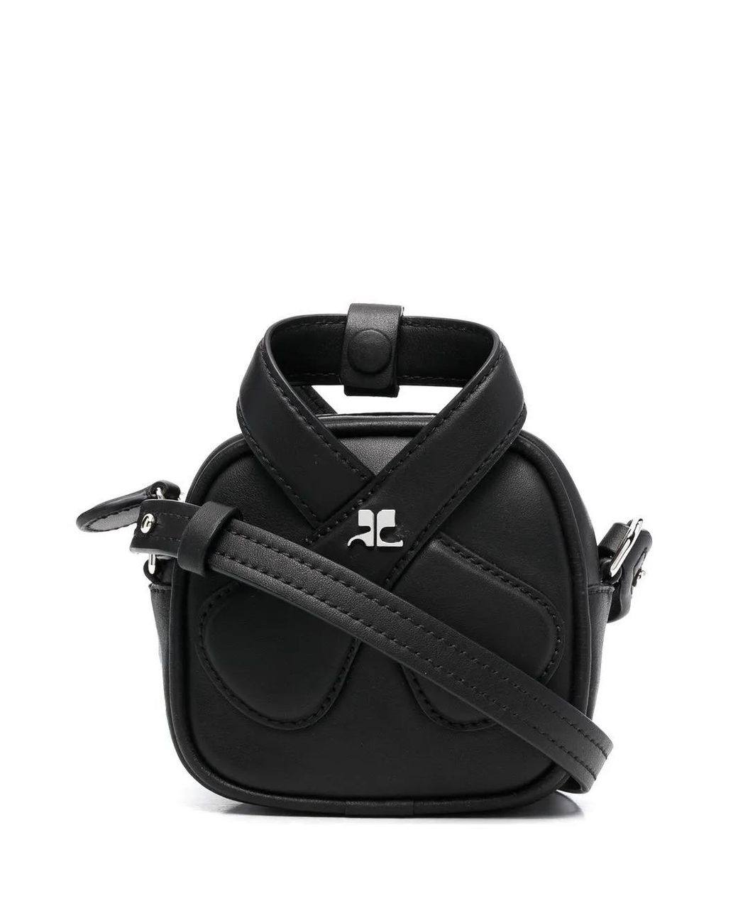 Courreges Black Loop Leather Crossbody Bag