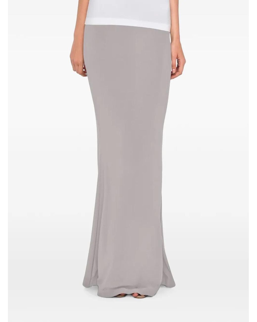 Norma Kamali Gray Obie Fishtail-Hem Maxi Skirt