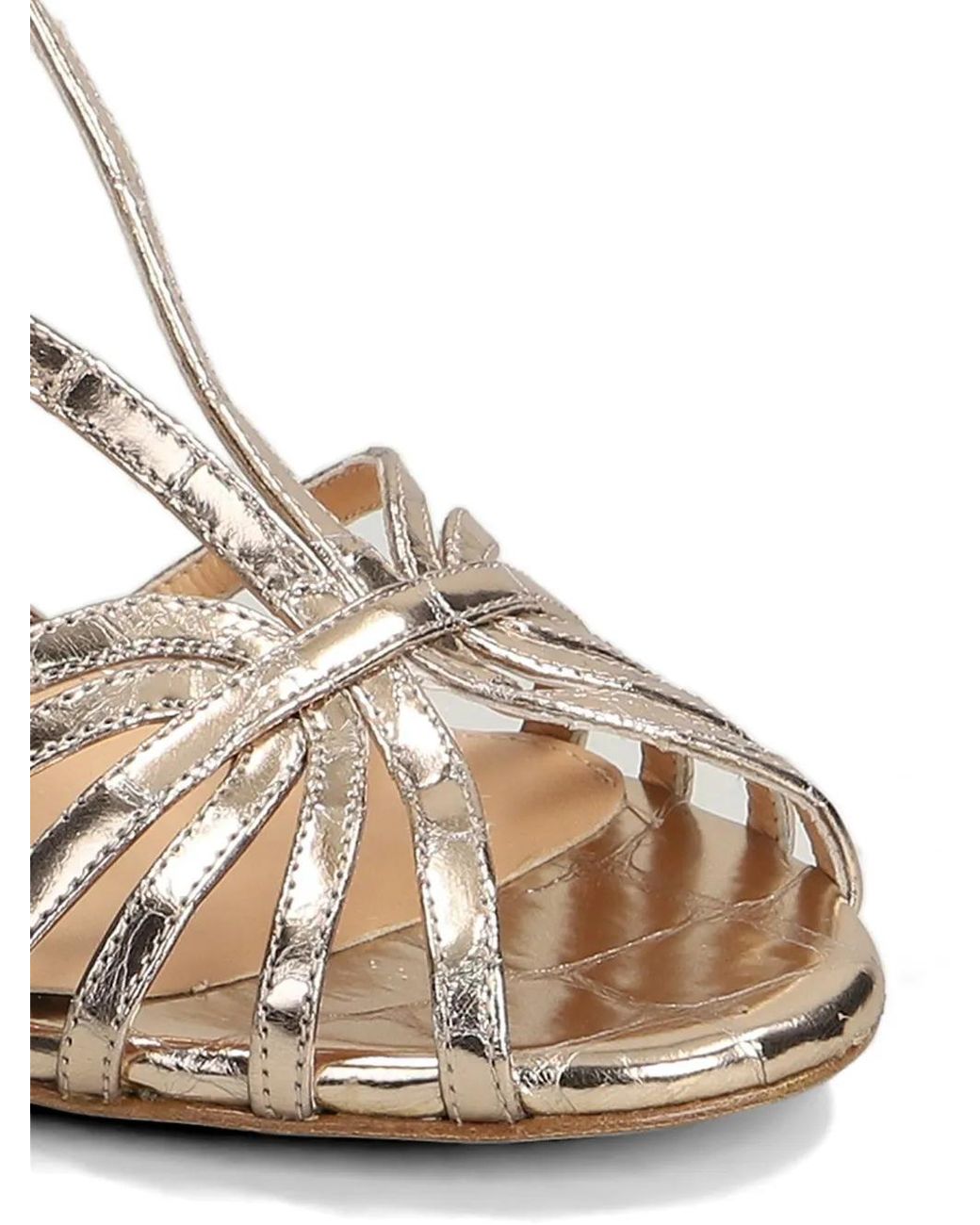 Chantal Natural Crocodile-Effect Multi-Strap Sandals