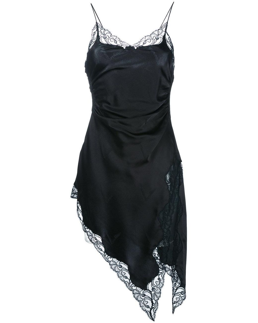 Black slip dress lace trim best sale