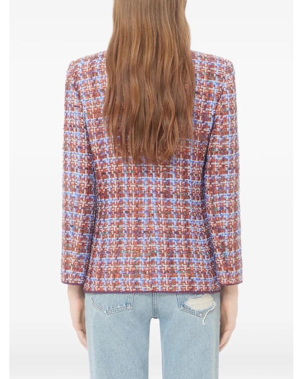 Valentino Garavani Red Frayed Double-Breasted Blazer