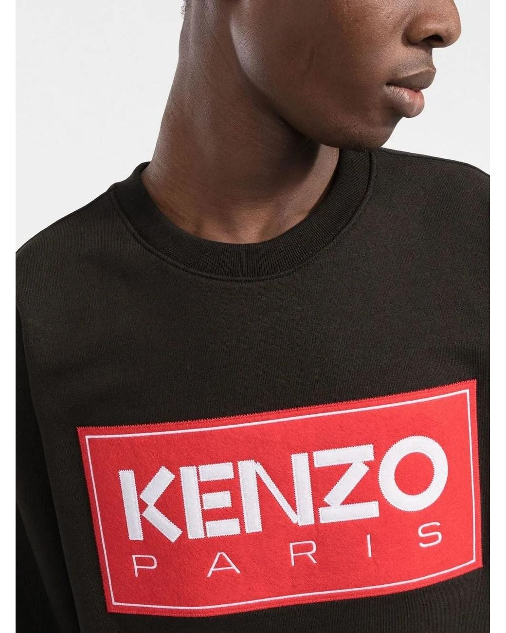 KENZO Black Logo Cotton Crewneck Sweatshirt for men