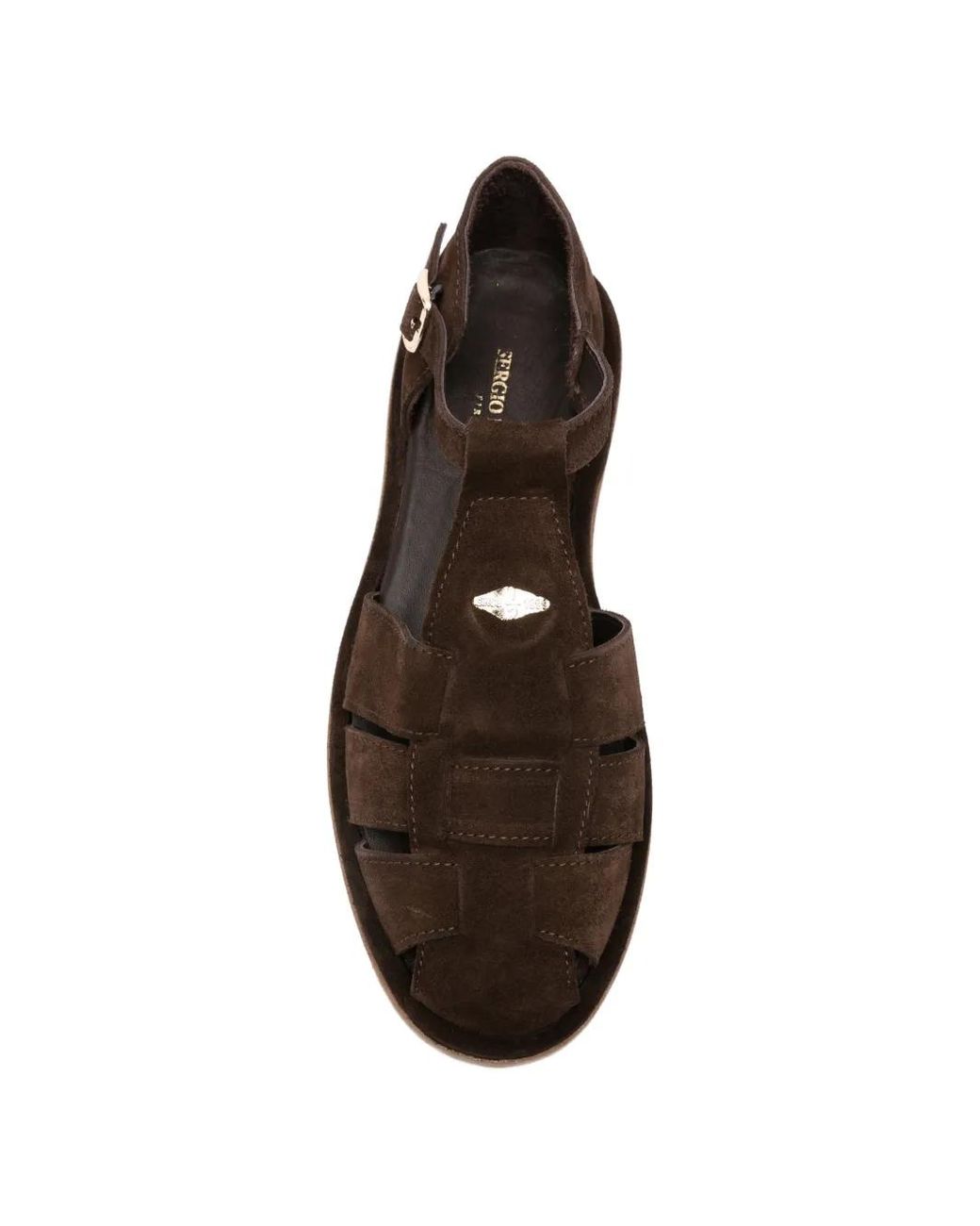 SERGIO MORETTI FIRENZE Brown Suede Caged Sandals
