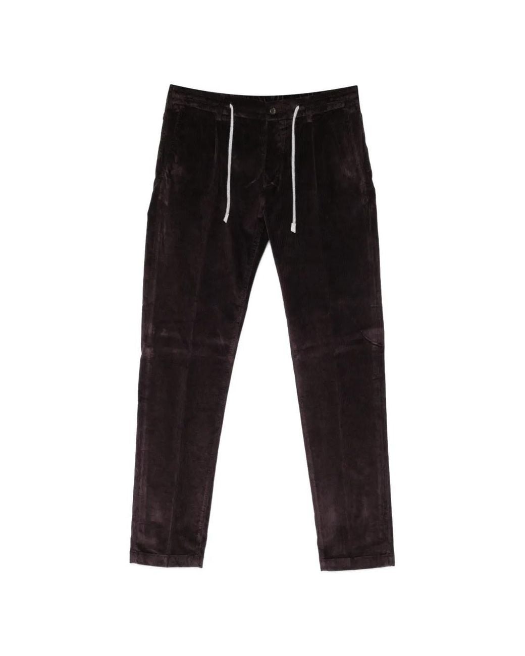 Eleventy Black Corduroy Drawstring Trousers for men