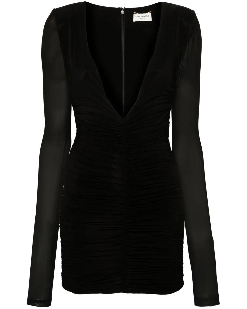 Saint Laurent Black Stylish Draped Dress For
