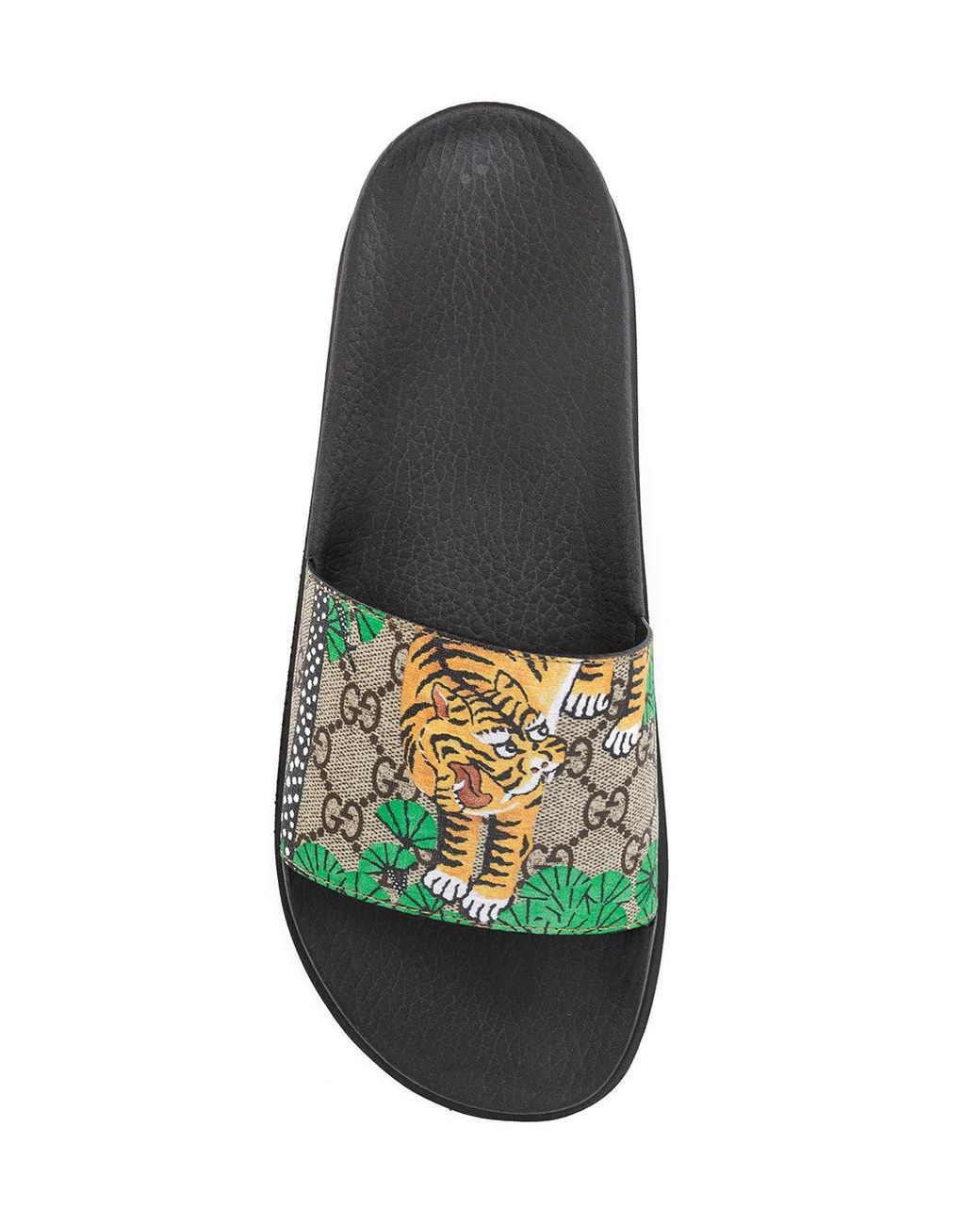 Gucci Bengal Tiger Print Slides in Black for Men Lyst