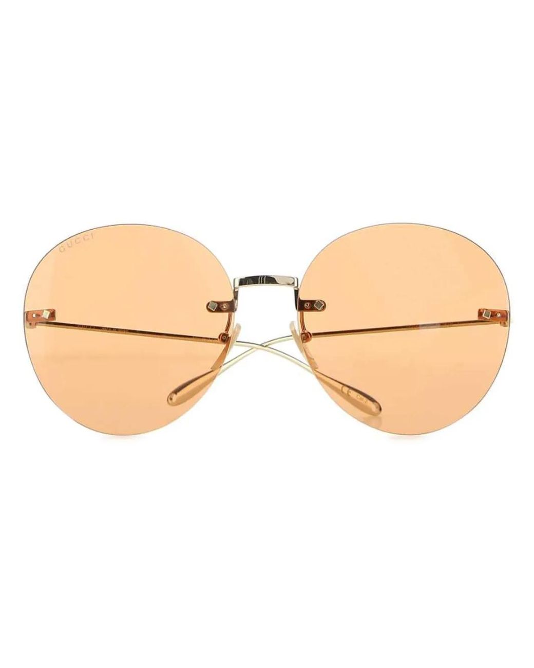Gucci Natural Round-Frame Logo-Charm Sunglasses