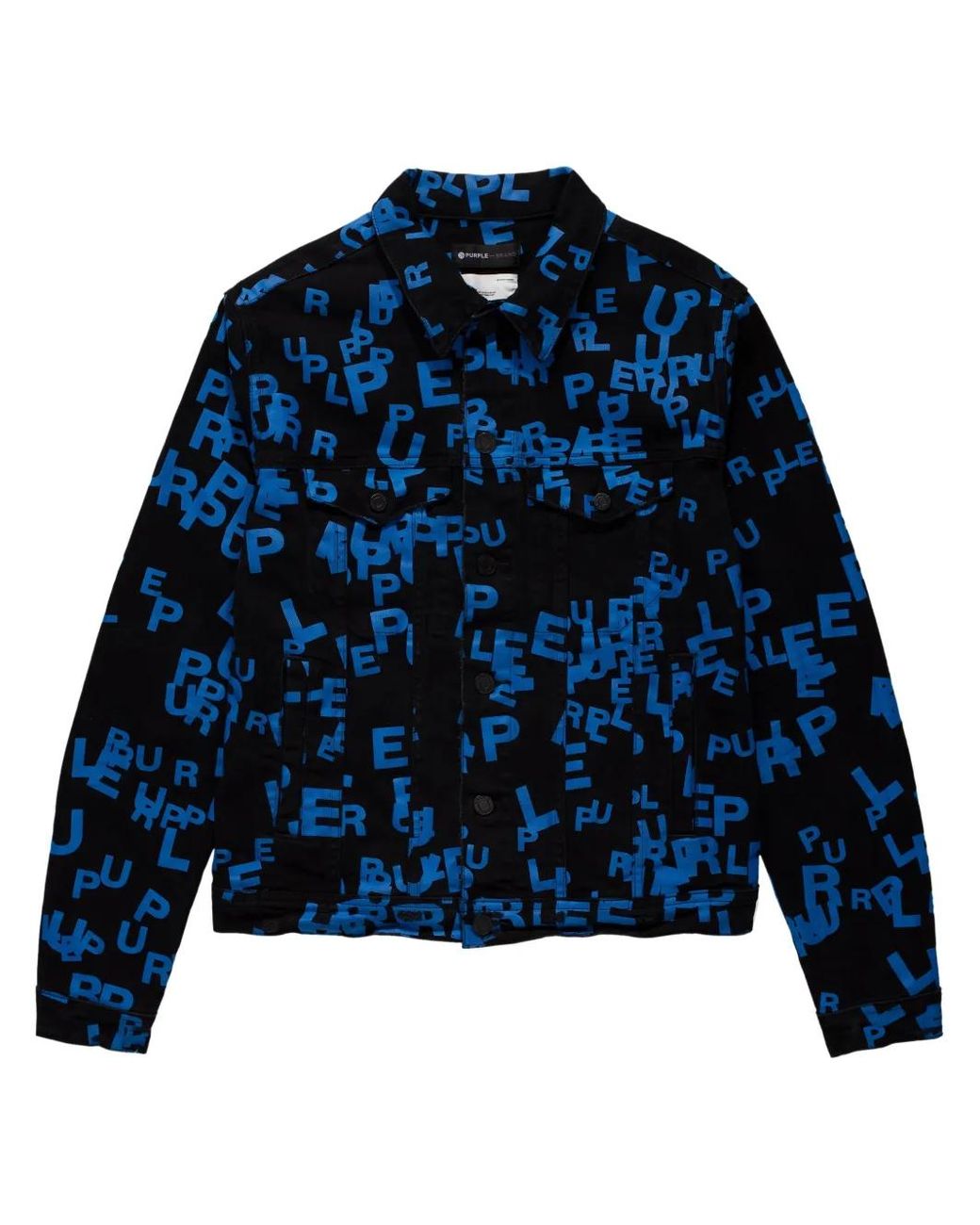 Purple Brand Blue Logo-Print Denim Jacket for men