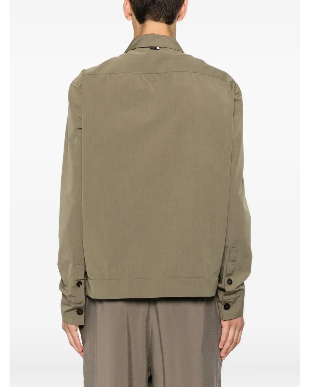 Low Brand Green Flap-Pocket Long-Sleeve Shirt for men