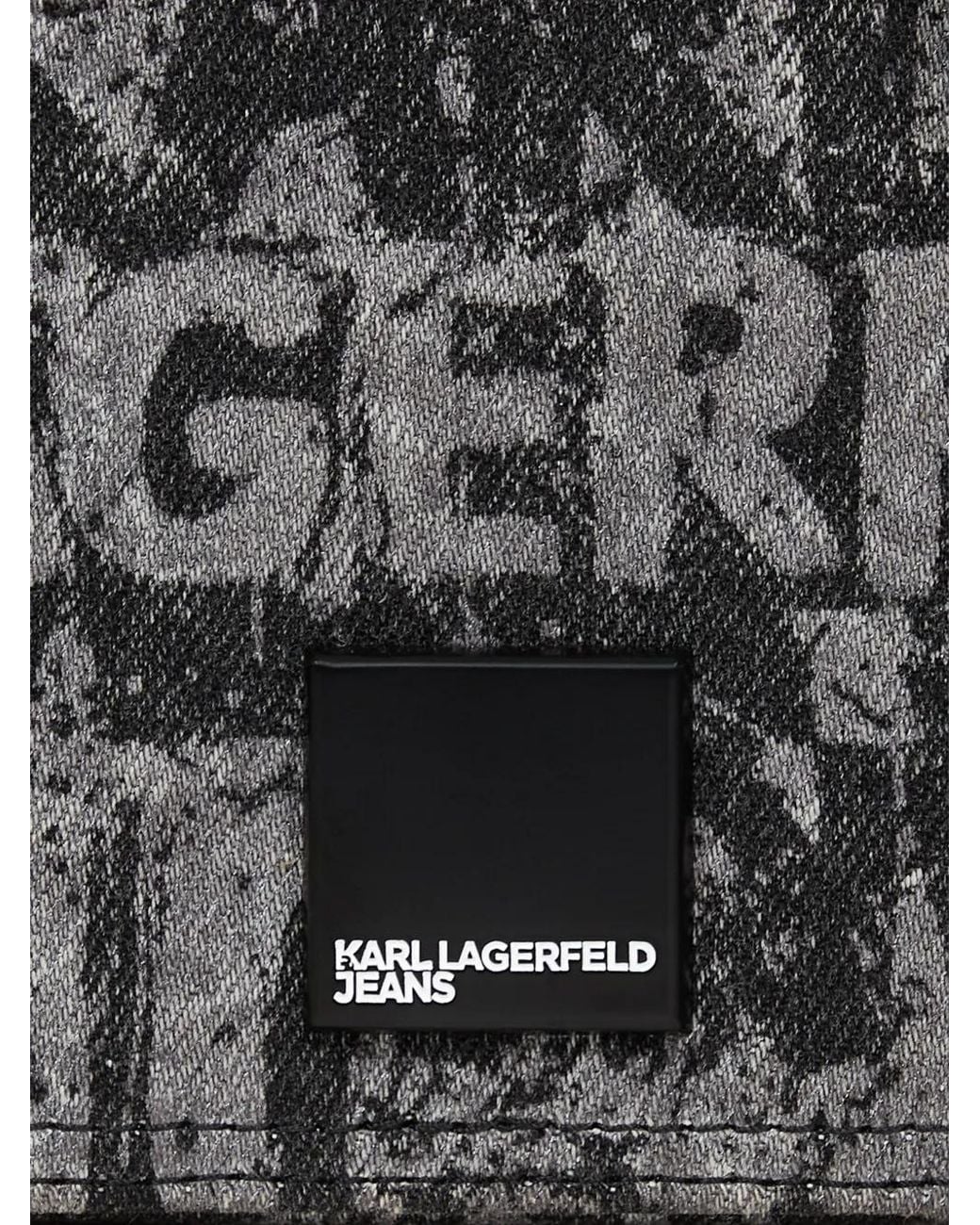 KARL LAGERFELD Logo-Print Denim Camera Bag in Black | Lyst UK