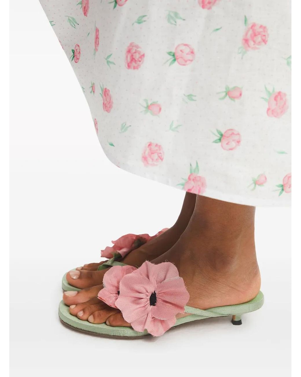 Sleeper White Atlanta Rose-Print Linen Dress