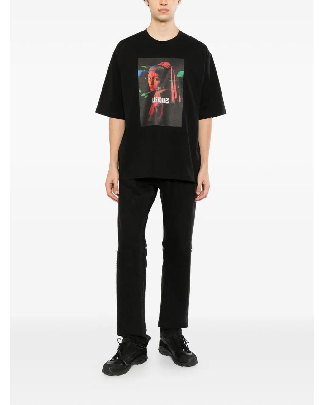 Les Hommes Black Oversized T-Shirt for men