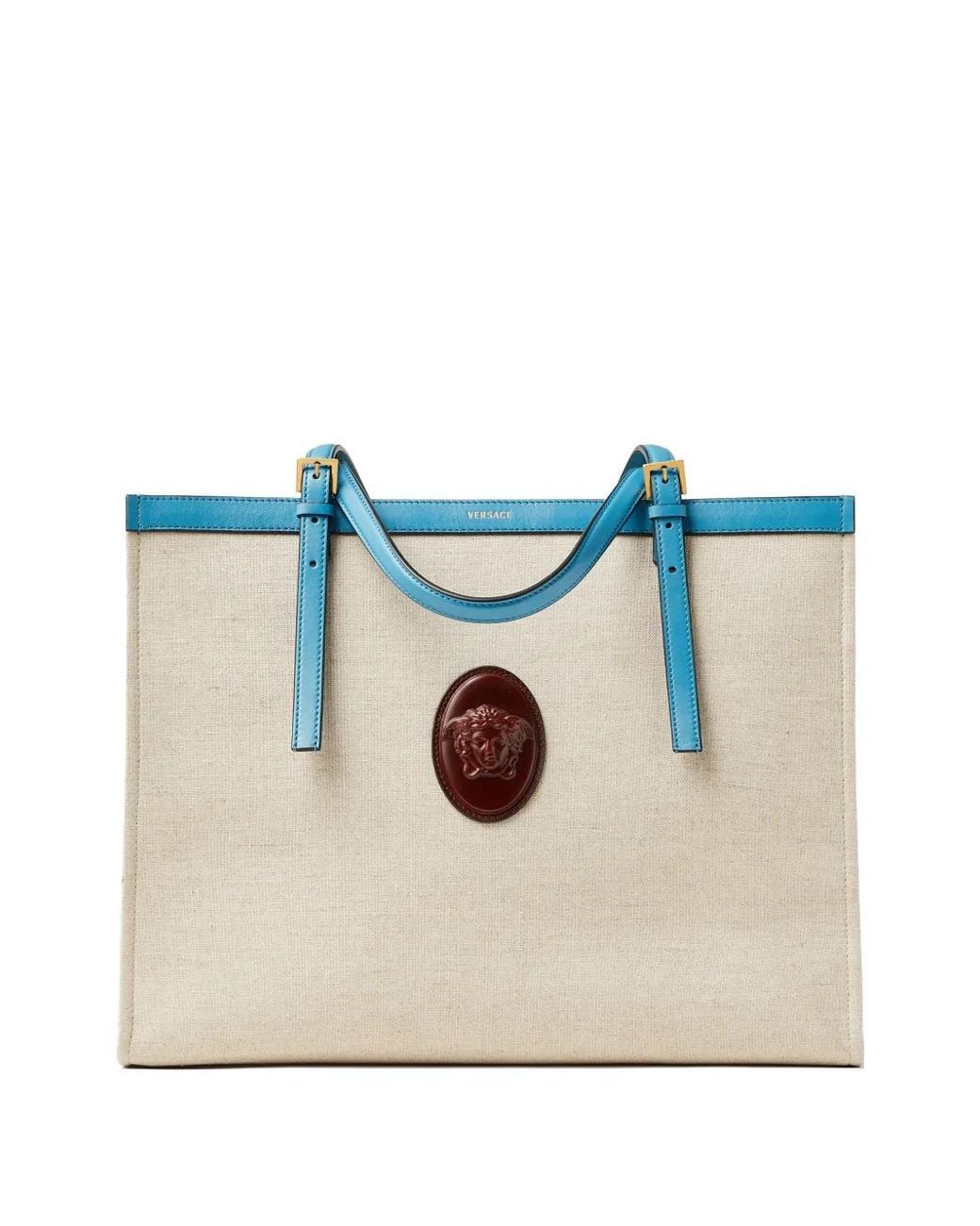 Versace Blue Rivière Large Canvas Tote