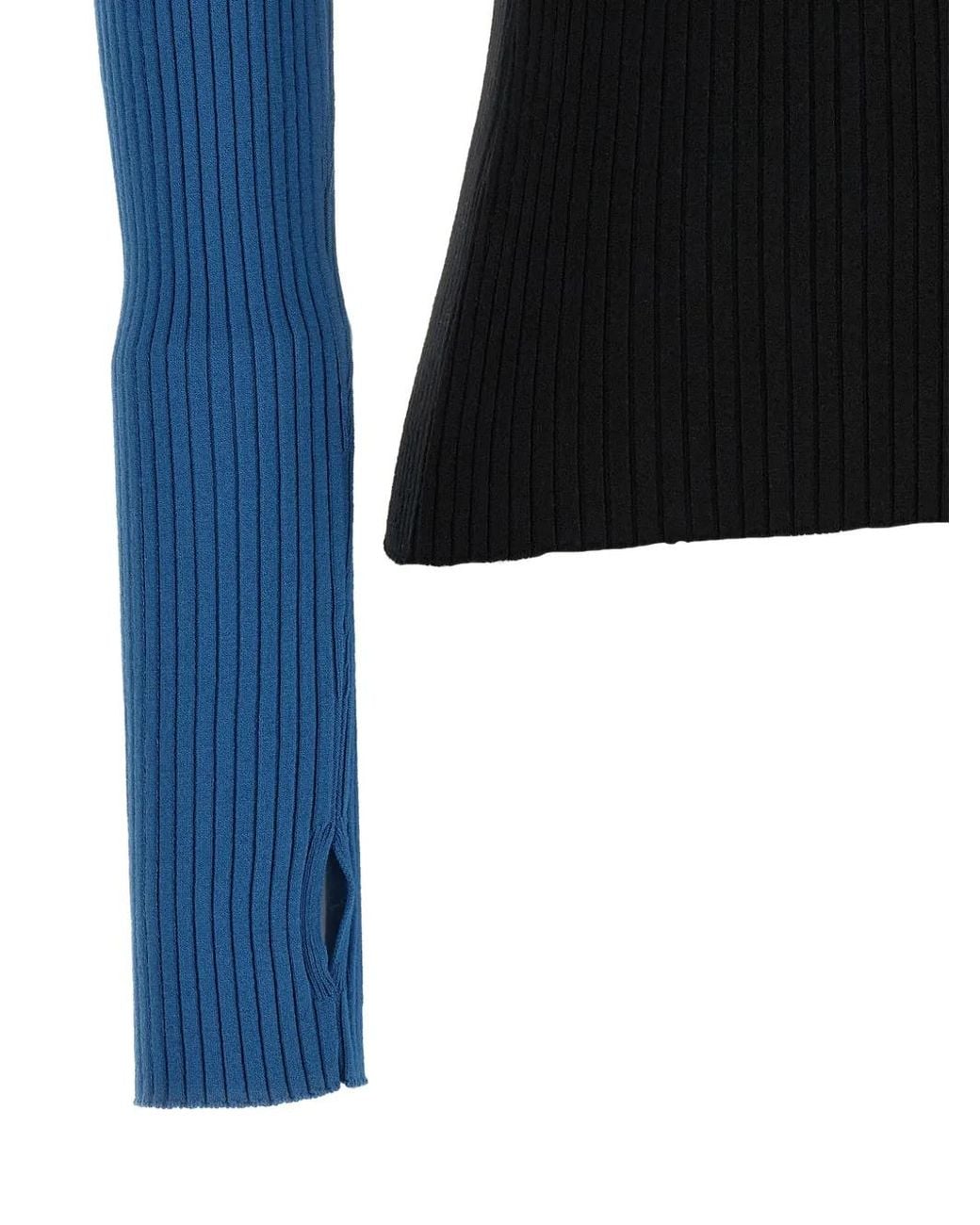 Courreges Blue Ribbed Colour-Block Sweater