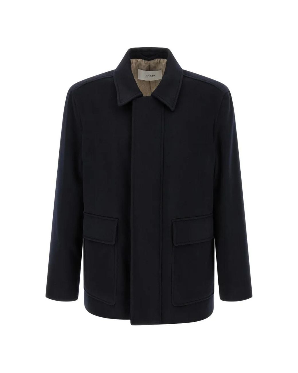 Lardini Blue Cashmere Pointed-Collar Coat for men