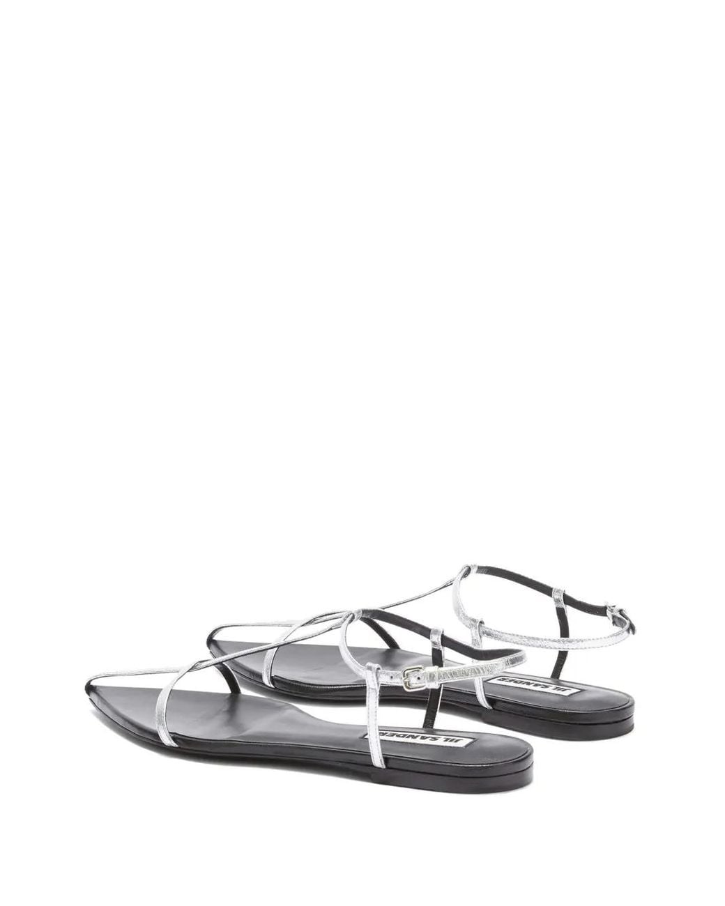 Jil Sander White Pointed Open-Toe Leather Sandals