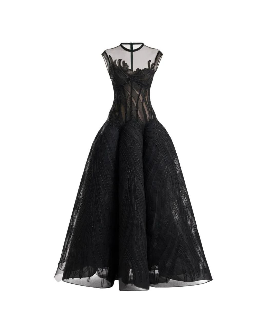 Gemy Maalouf Black Corseted Sculptural Dress