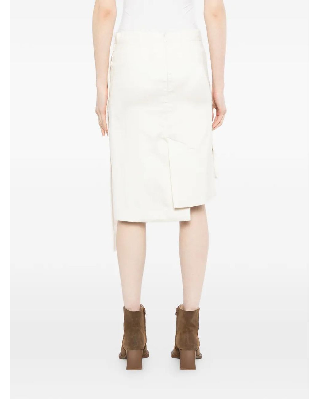 Setchu White Asymmetric Layered Skirt