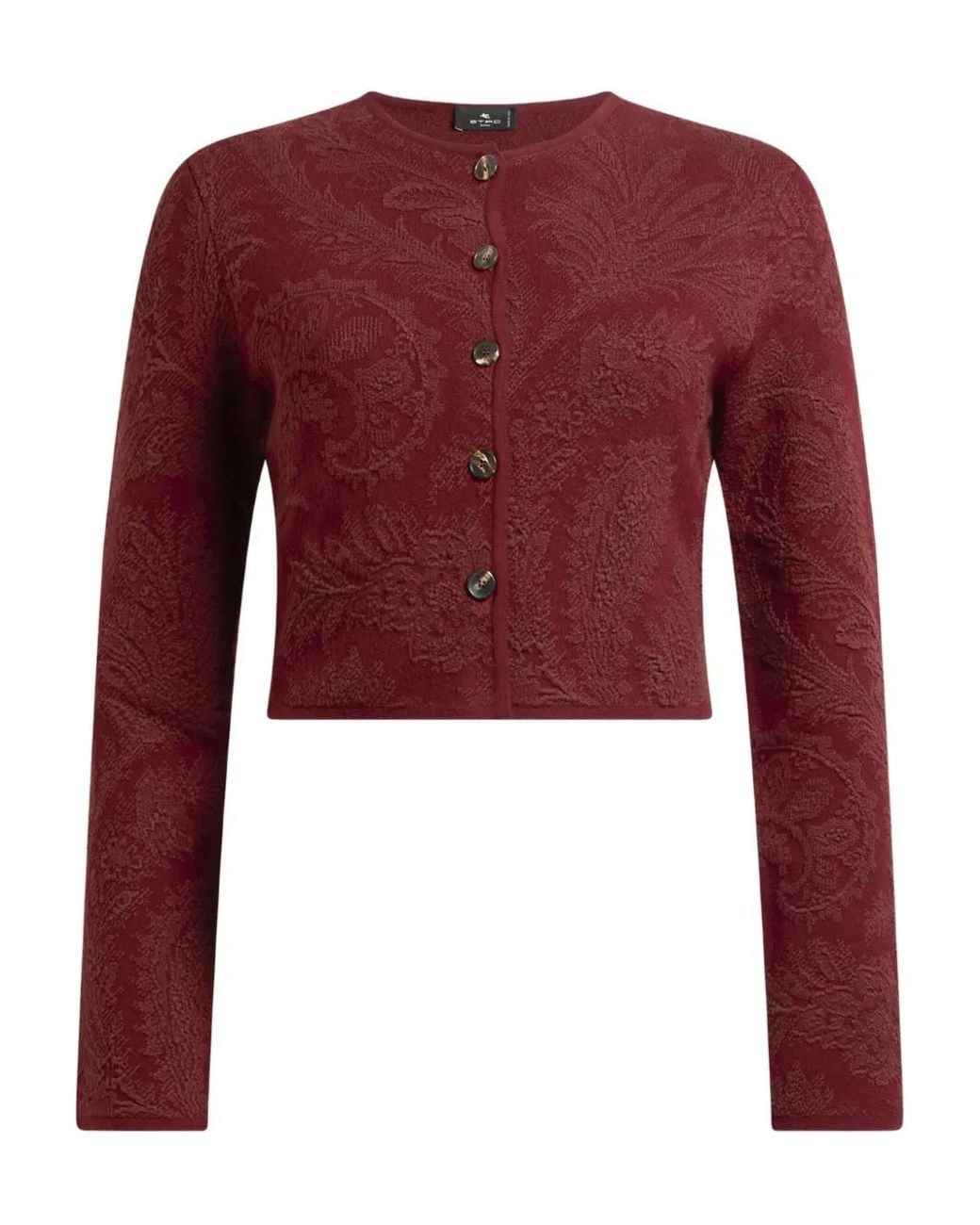 Etro Red Paisley-Jacquard Cardigan