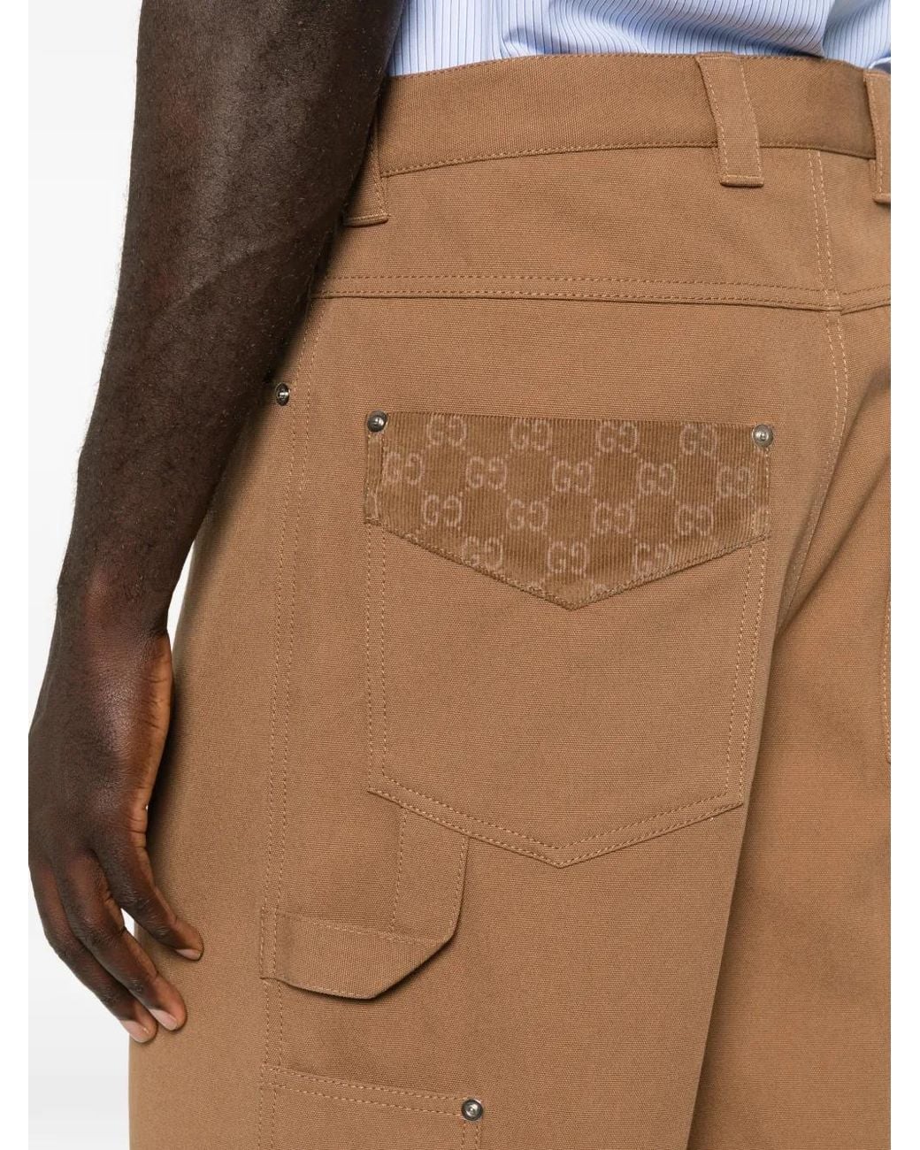 Gucci Brown Gg-Motif Multiple-Pocket Shorts for men