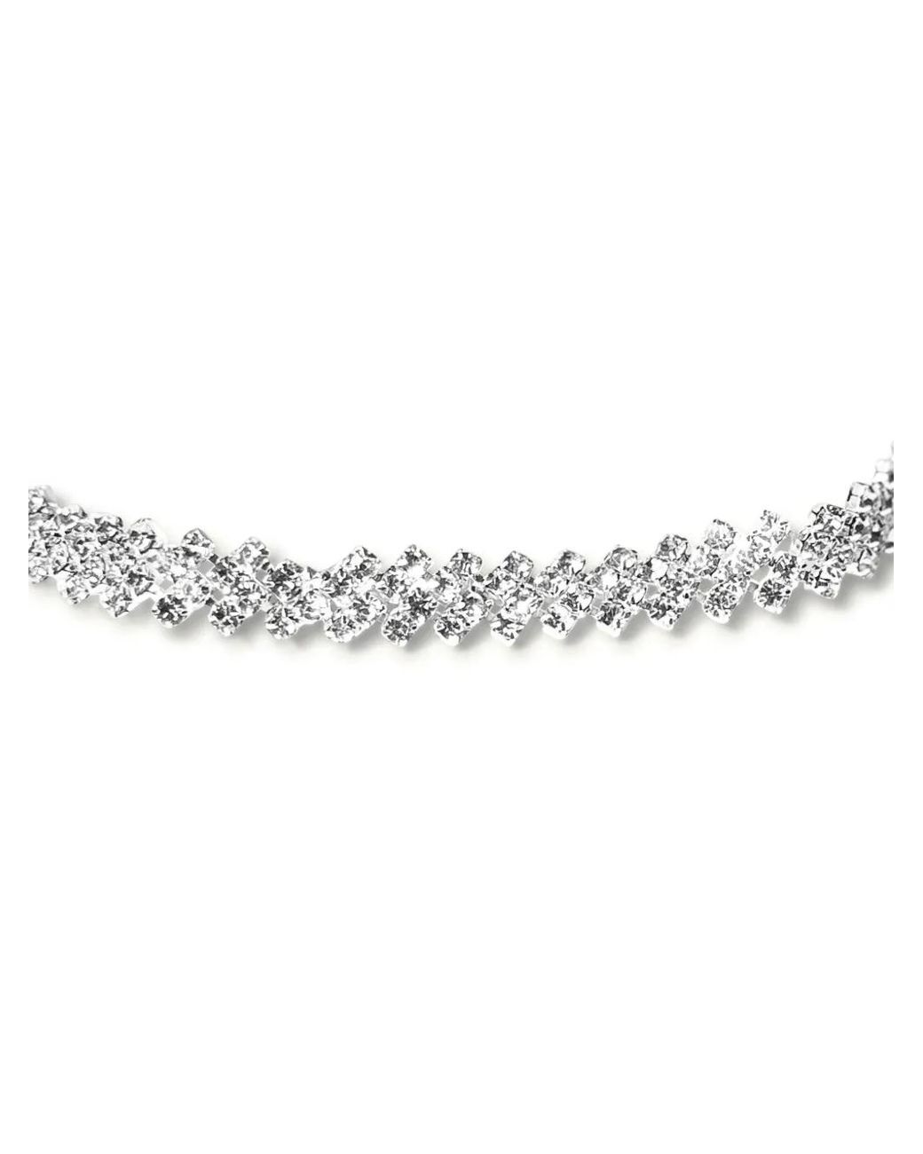 Hzmer Jewelry White Rhinestone-Embellished Necklace